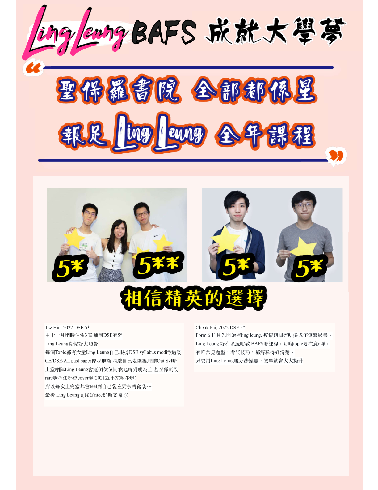 聖保羅書院 2022 DSE 星級成績