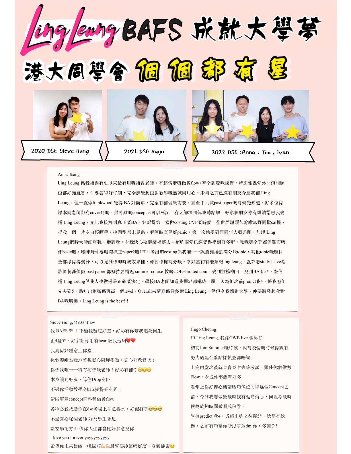 港大同學會 DSE 星級成績